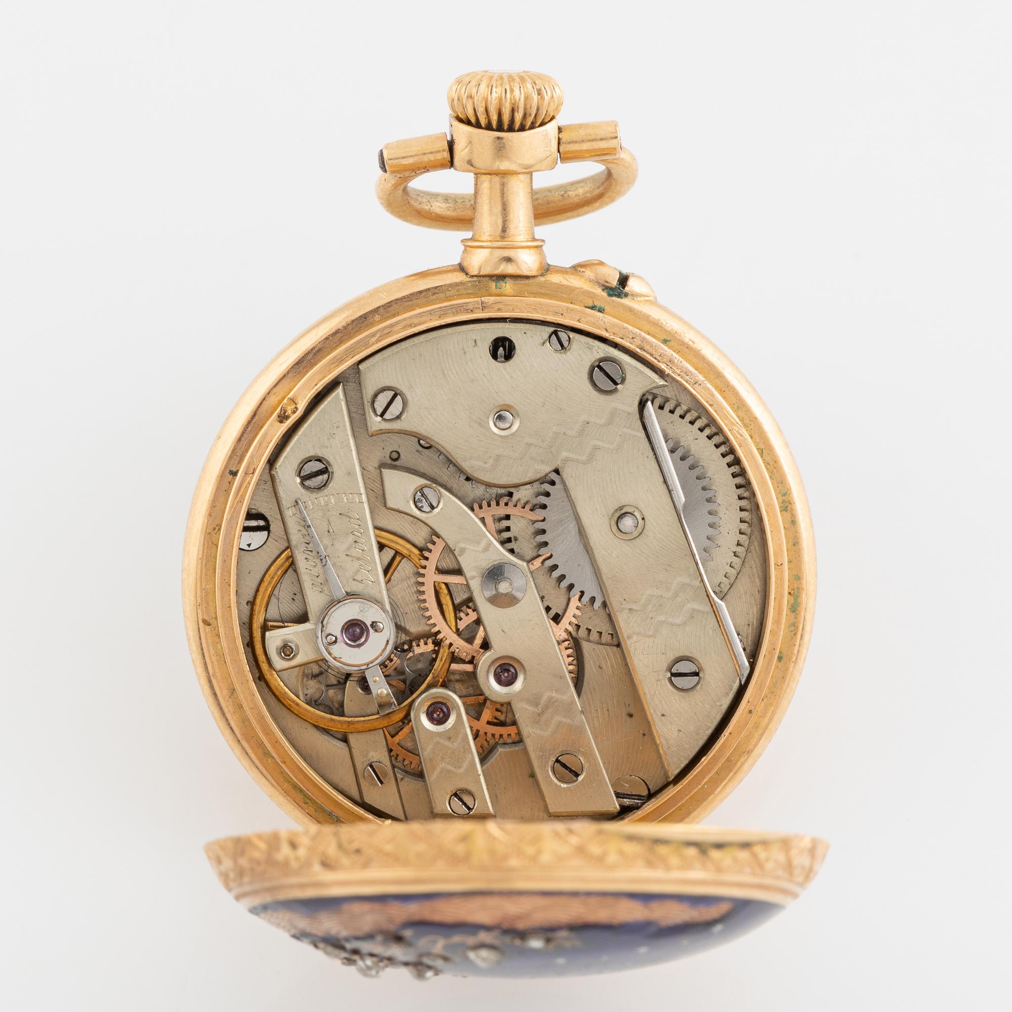 Mormorsur, med emalj och rosenslipade diamanter, 27 mm.