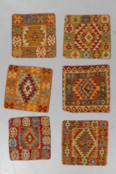 6 kilim cushions, 47 x 47 cm.