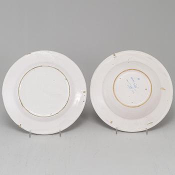 A set of four 18th Century faience dishes, one marked Marieberg.