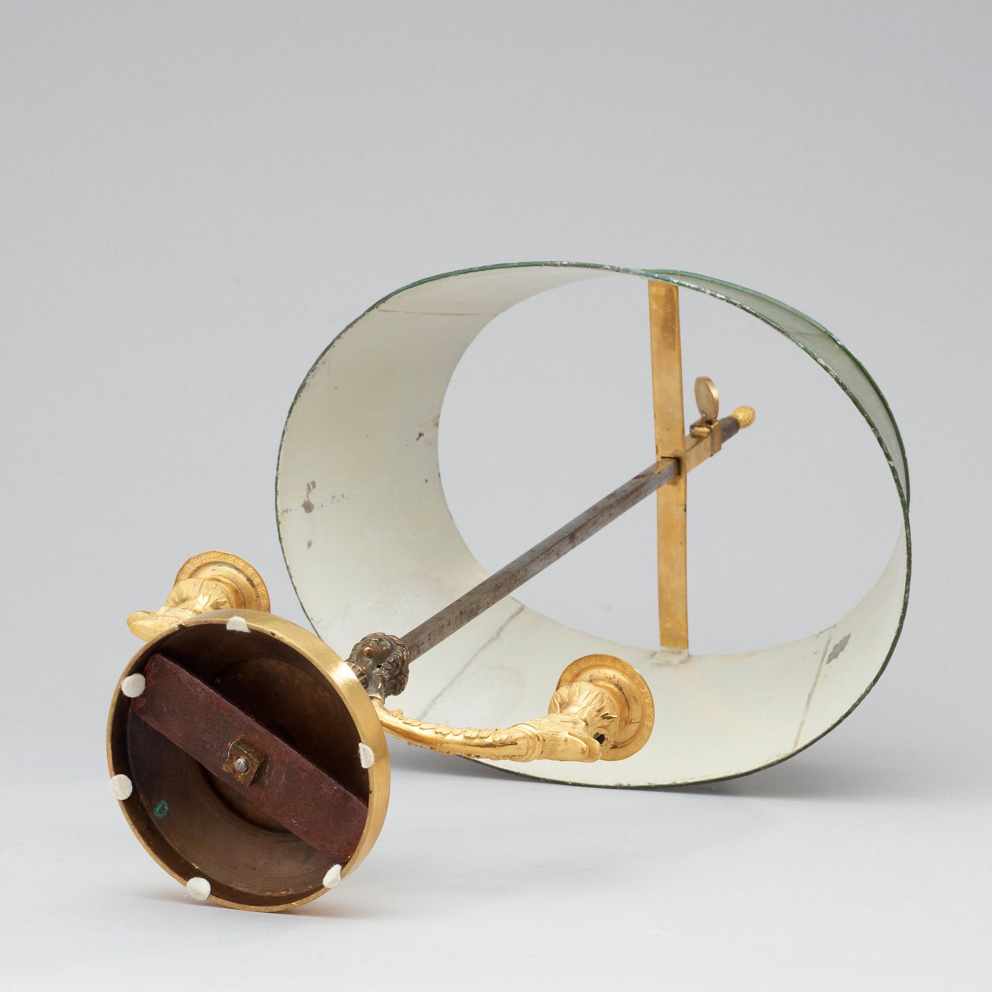 An Empire 19th century two-light lampe à bouillotte.