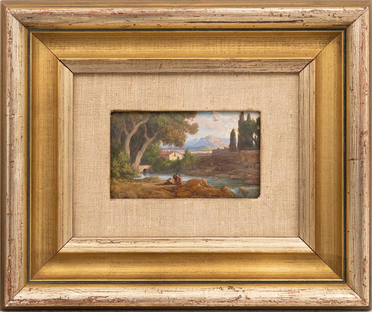 Okänd konstnär 1800-tal , aset of two oils on canvas laid on panel signed.