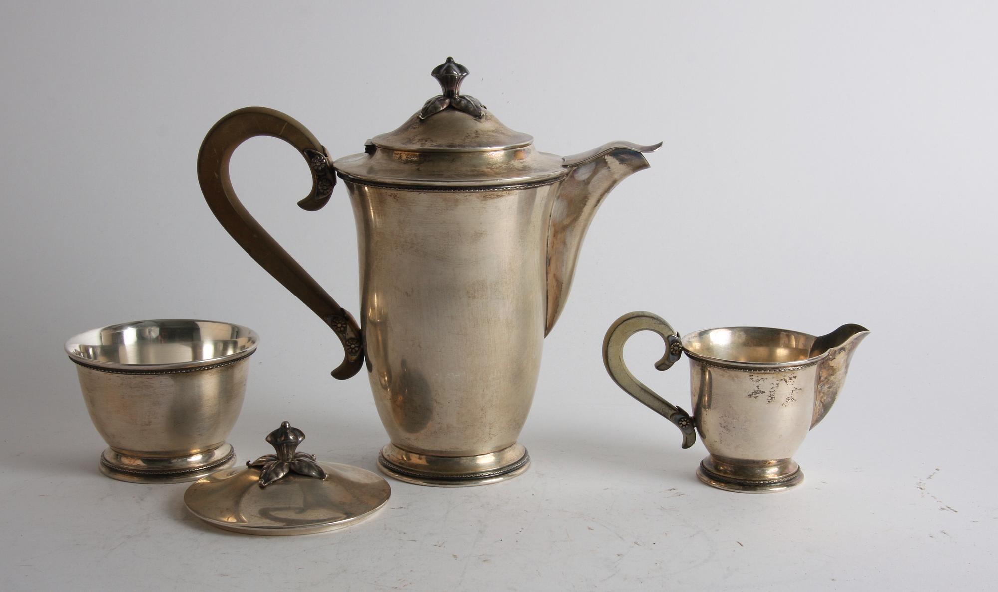 KAFFESERVIS, 3 delar, silver, Sverige 1949.