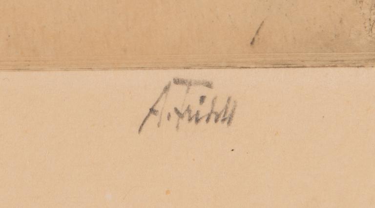 Axel Fridell, dry point, signed.
