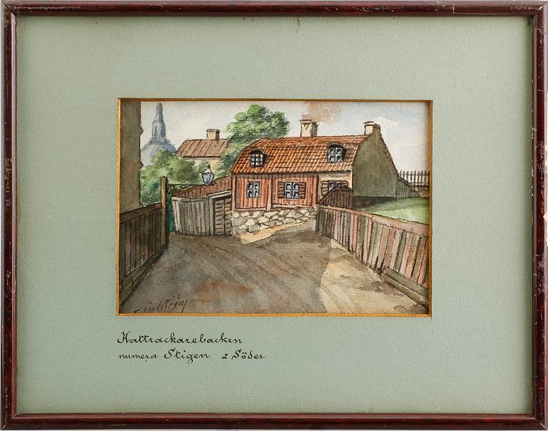 FRITZ LINDSTRÖM, 10 st, akvareller, signerade.