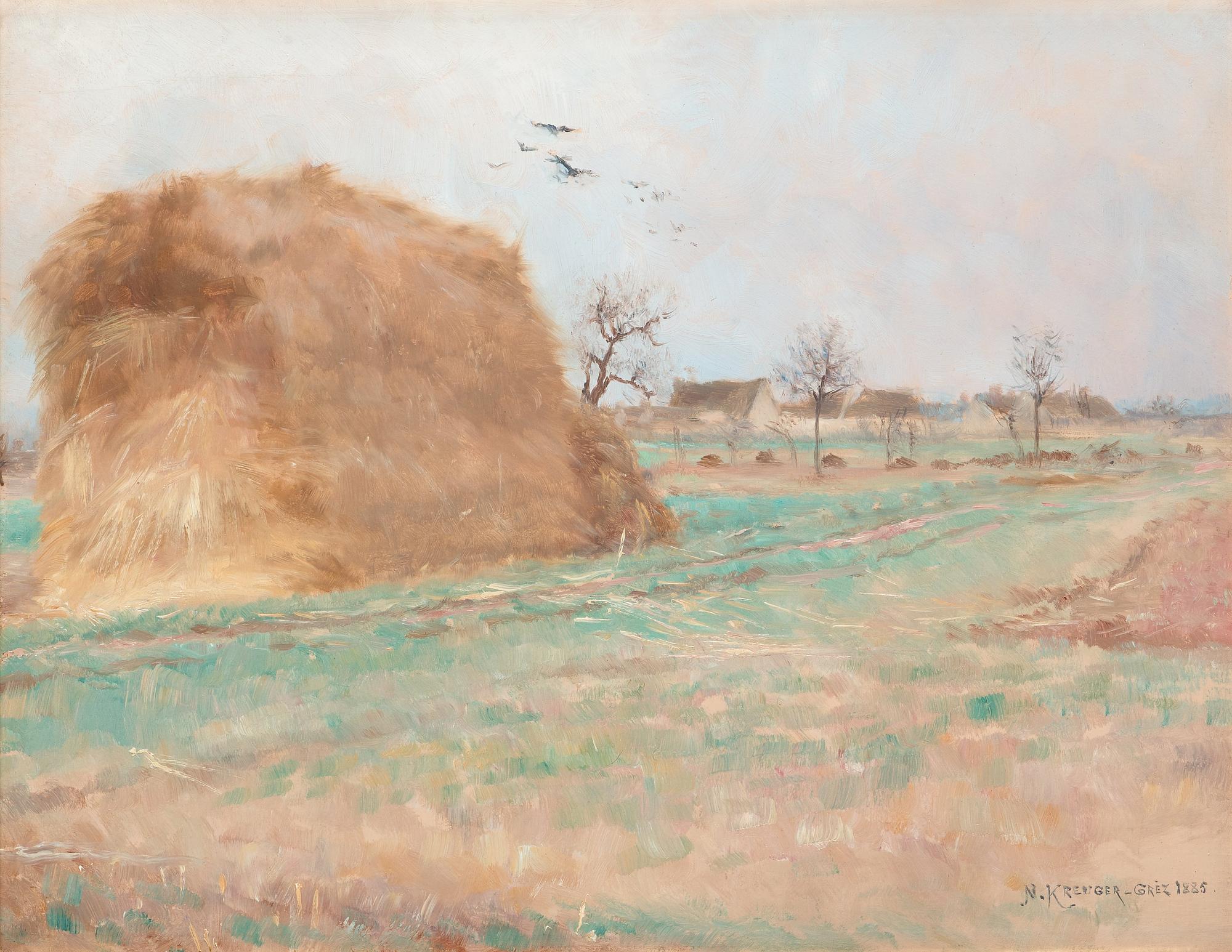 Nils Kreuger, "Halmstack på åkern" (Haystack in the field).