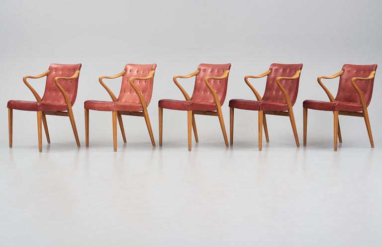 Axel Larsson, karmstolar, fem stycken, Svenska Möbelfabrikerna Bodafors, 1961.