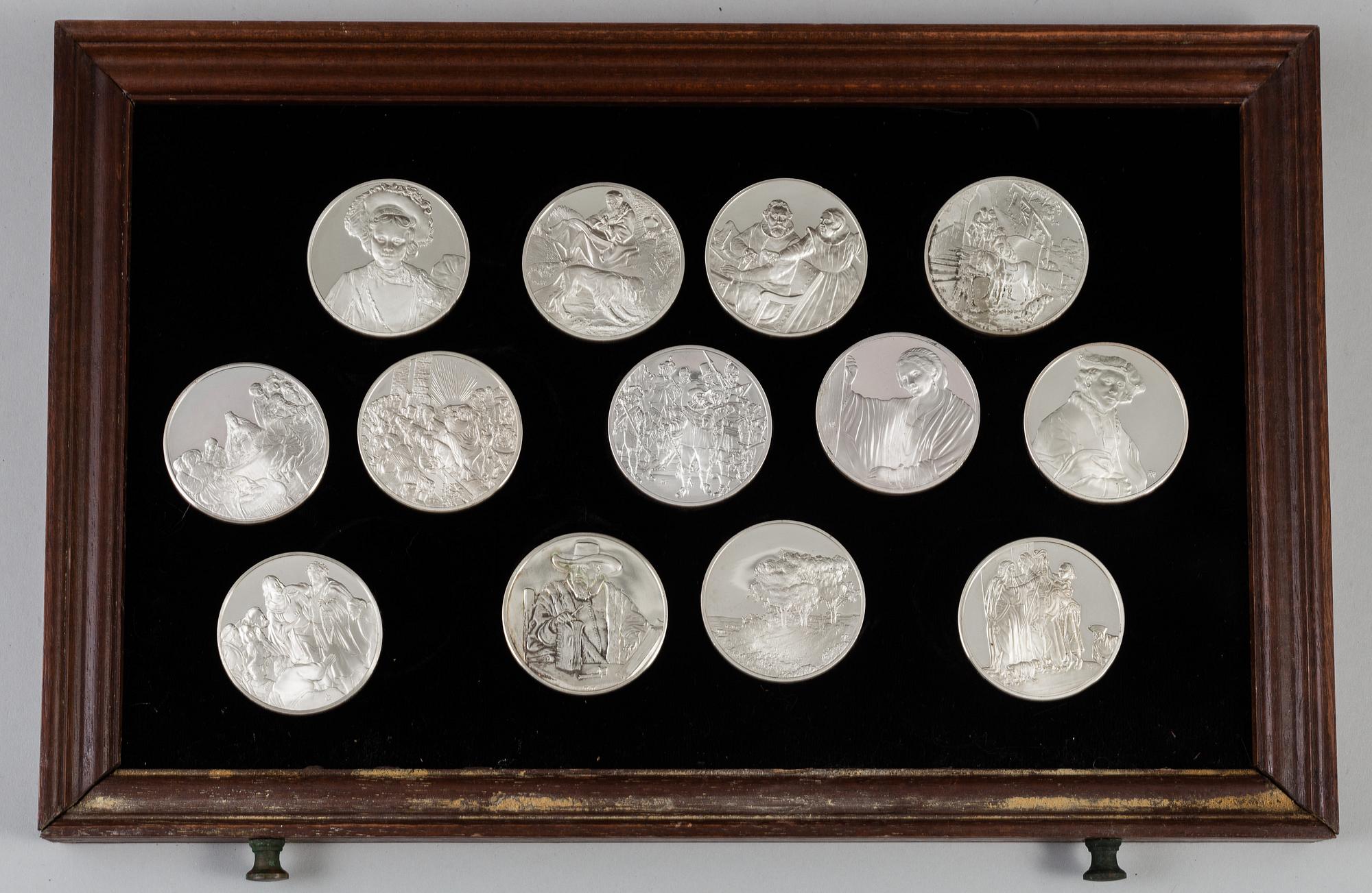 SAMLARMEDALJER, 50 st, sterlingsilver, "Rembrandt i silver", Franklin Mint AB, 1974.