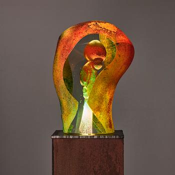 Kjell Engman, a unique sandblasted glass sculpture, Kosta Boda, Signed.