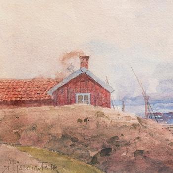 Hjalmar Falk, akvarell, signerad.