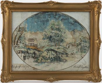 A painting on silk,  signed Annett Fogelklou and dated Christianstad 5/3 1822.