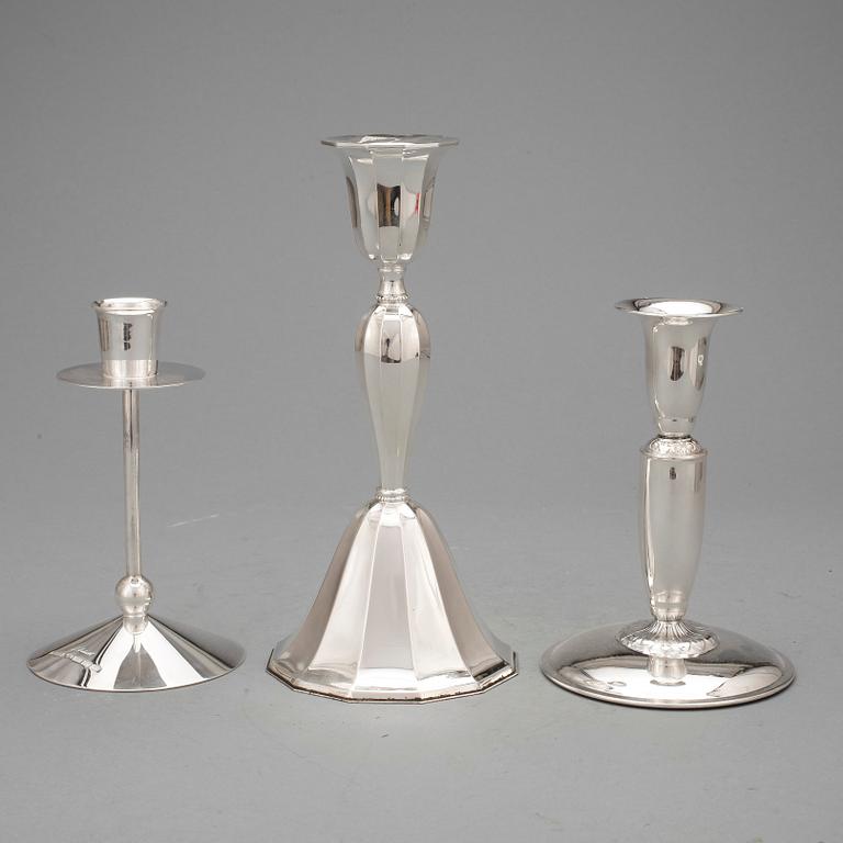 LJUSSTAKAR, 3 st, silver, bl.a Finland, 1950.