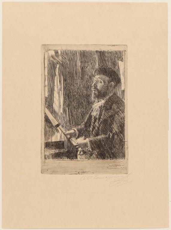 ANDERS ZORN, etsning på japanpapper, "J.B Faure", signerad med blyerts, signerad och daterad 1891 i plåten.