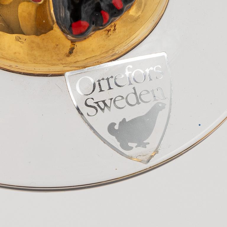 Gunnar Cyrén, snapsglas, 8 st, sk djävulsglas, "Nobel", Orrefors.