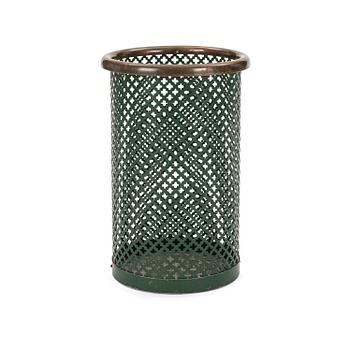 Josef Frank, a green lacquered metal and brass wastepaper bin, Svenskt Tenn, Sweden.