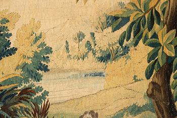 A tapestry, “La poesie pastoral”, tapestry weave, ca 251,5 x 283 cm, after Boucher, France 18th century.