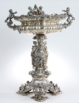 PRAKTSKÅL, låghaltigt silver, SY & WAGNER, Berlin, Tyskland, 1800-talets andra hälft.