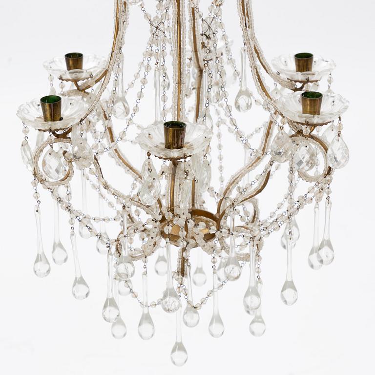 A matched pair of chandeliers, probably Italy, mid-20th Century.