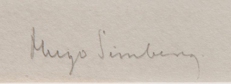 HUGO SIMBERG, viivasyövytys ja kuivaneula, myöhempi signeeraus.