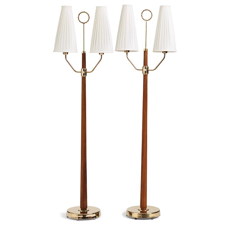 Hans Bergström, a pair of floor lamps, model "567", Ateljé Lyktan, Åhus, Sweden 1940-50's.