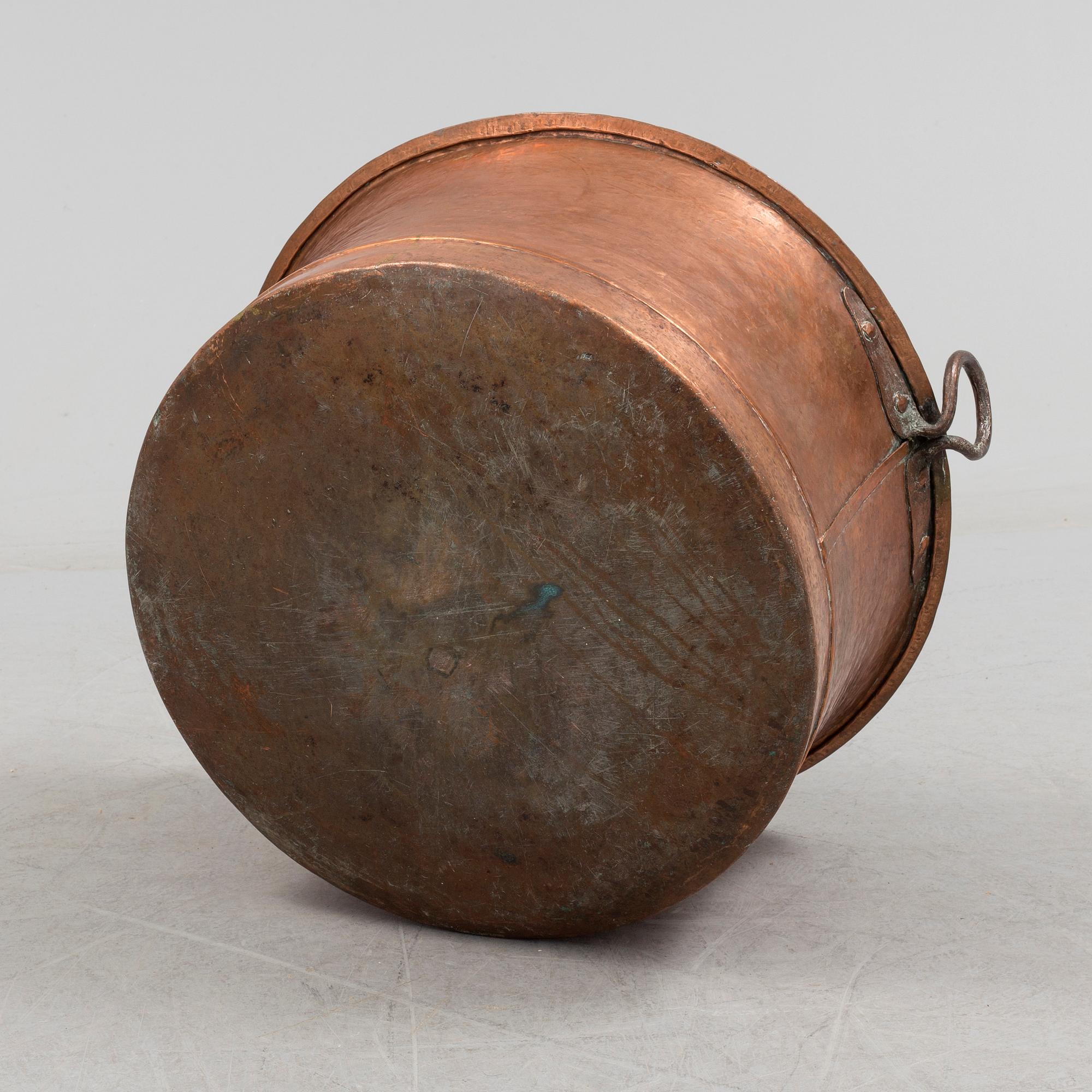 S Swedish 19th century copper pot firewood tub.