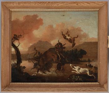 Abraham Danielsz. Hondius, Hundar som anfaller en tjur.