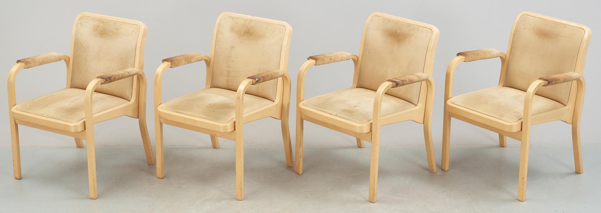 KARMSTOLAR, 4 st, modell E45, Alvar Aalto, Artek.