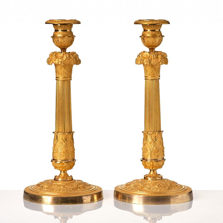 A pair of French Empire candlesticks, beginning of the 1800's.