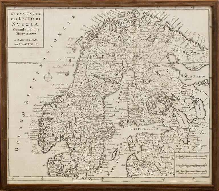 KARTA, Sverige, Isac Tirion, ca 1740.