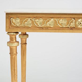 A late Gustavian console table in the manner of P Ljung, late 18th Century.
