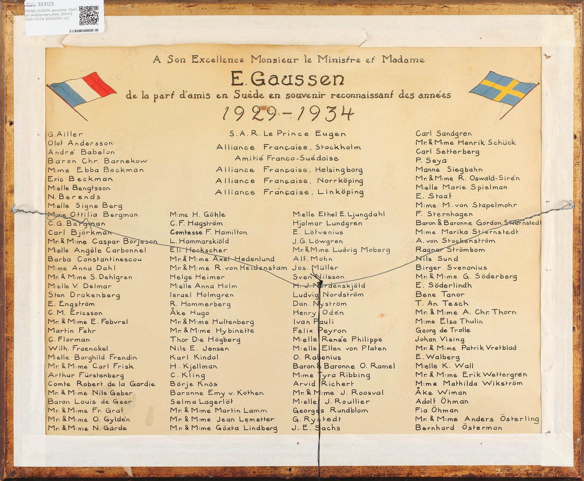 PRINS EUGEN, gouache, sign o dat 1933.