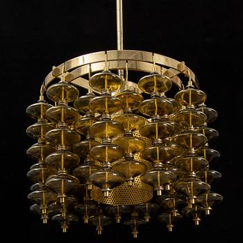 Hans-Agne Jakobsson, a brass and glass 'Estrella' ceiling light, Markaryd.
