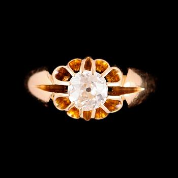 RING, 18 k guld, med briljant ca 0.65 ct. Vikt med sten ca 6 g.
