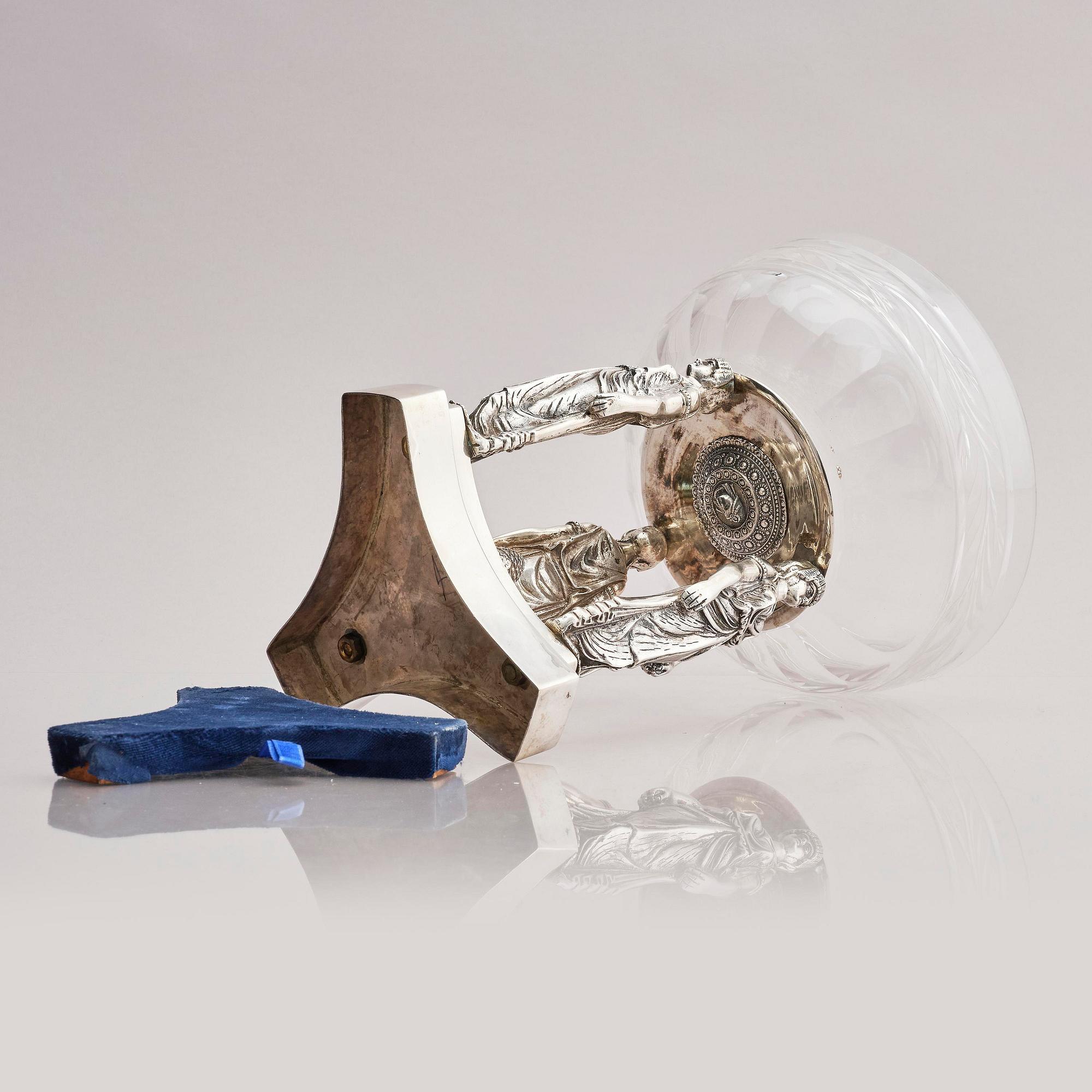 Lale Silverware & Co Ltd, uppsatsskål, sterling silver och glas, Istanbul, Turkiet, 1900-tal.