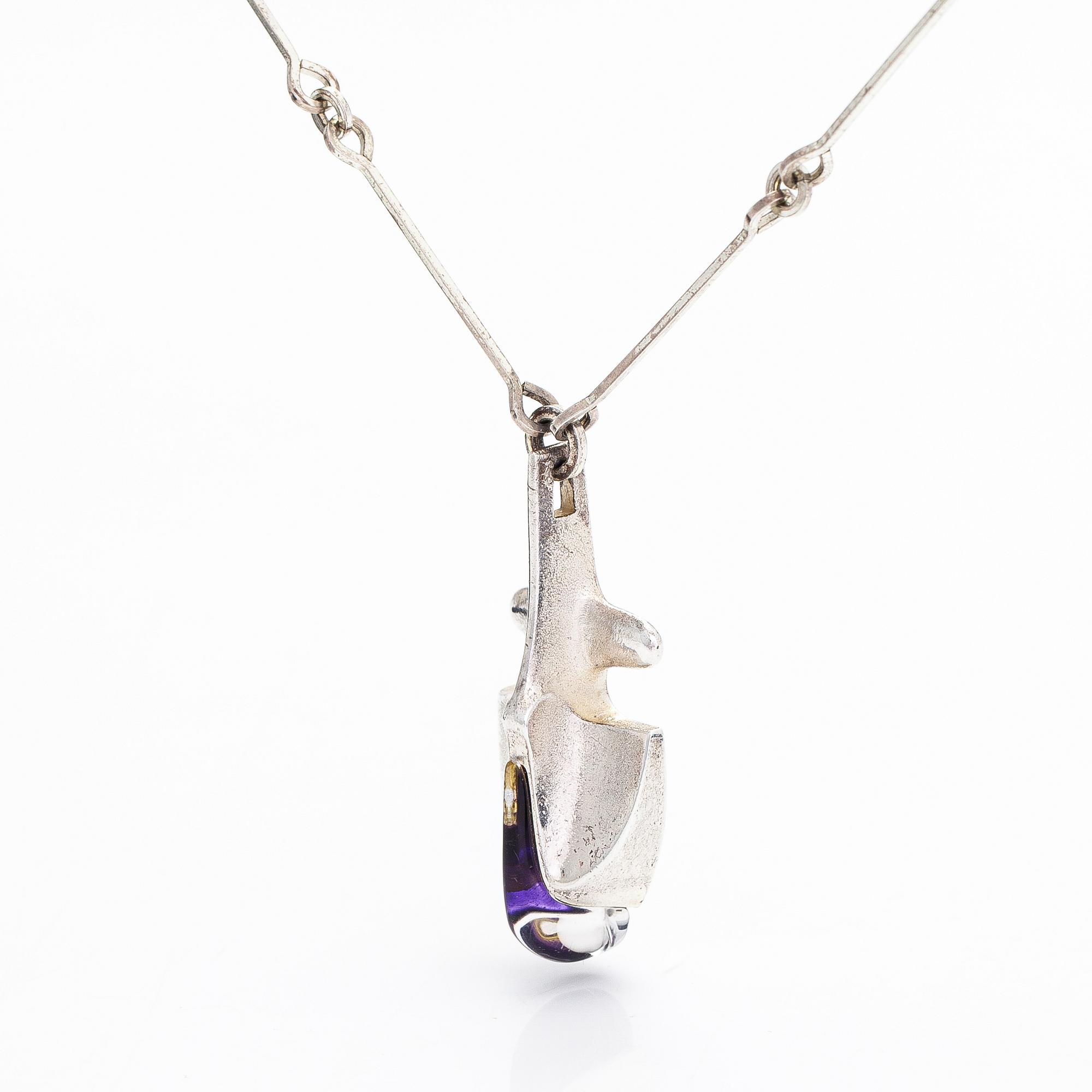 Björn Weckström, a sterling silver and acrylic nacklace 'Iguana' for Lapponia 1974.