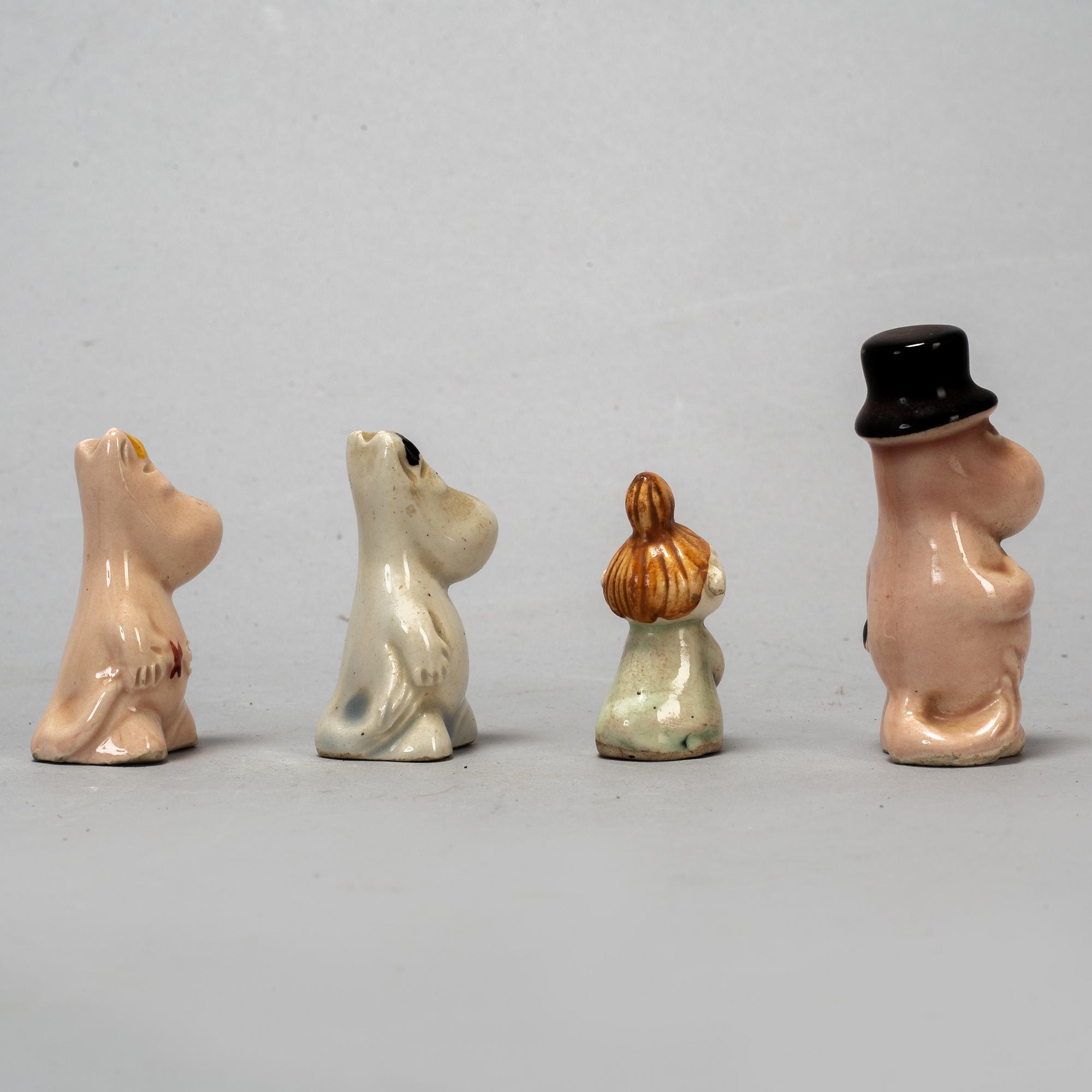SIGNE HAMMARSTEN-JANSSON, figuriner, 8 st, Mumin, keramik, Arabia, Finland, 1950-tal.