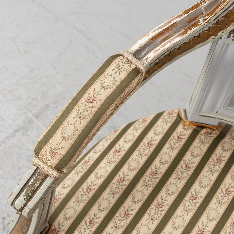 A pair of Gustavian style armchairs, 19th Century.