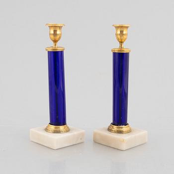 Ljusstakar, ett par, sengustaviansk stil med äldre delar.