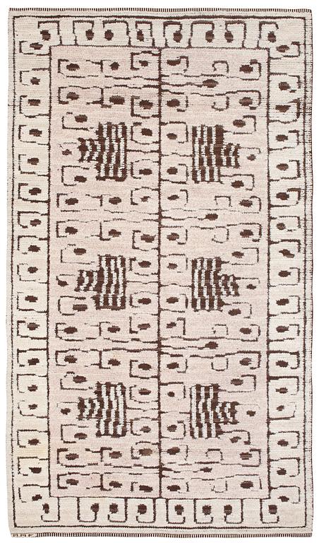 RUG. "Skvattram". Knotted pile in relief (reliefflossa). 219 x 123 cm. Signed MMF.