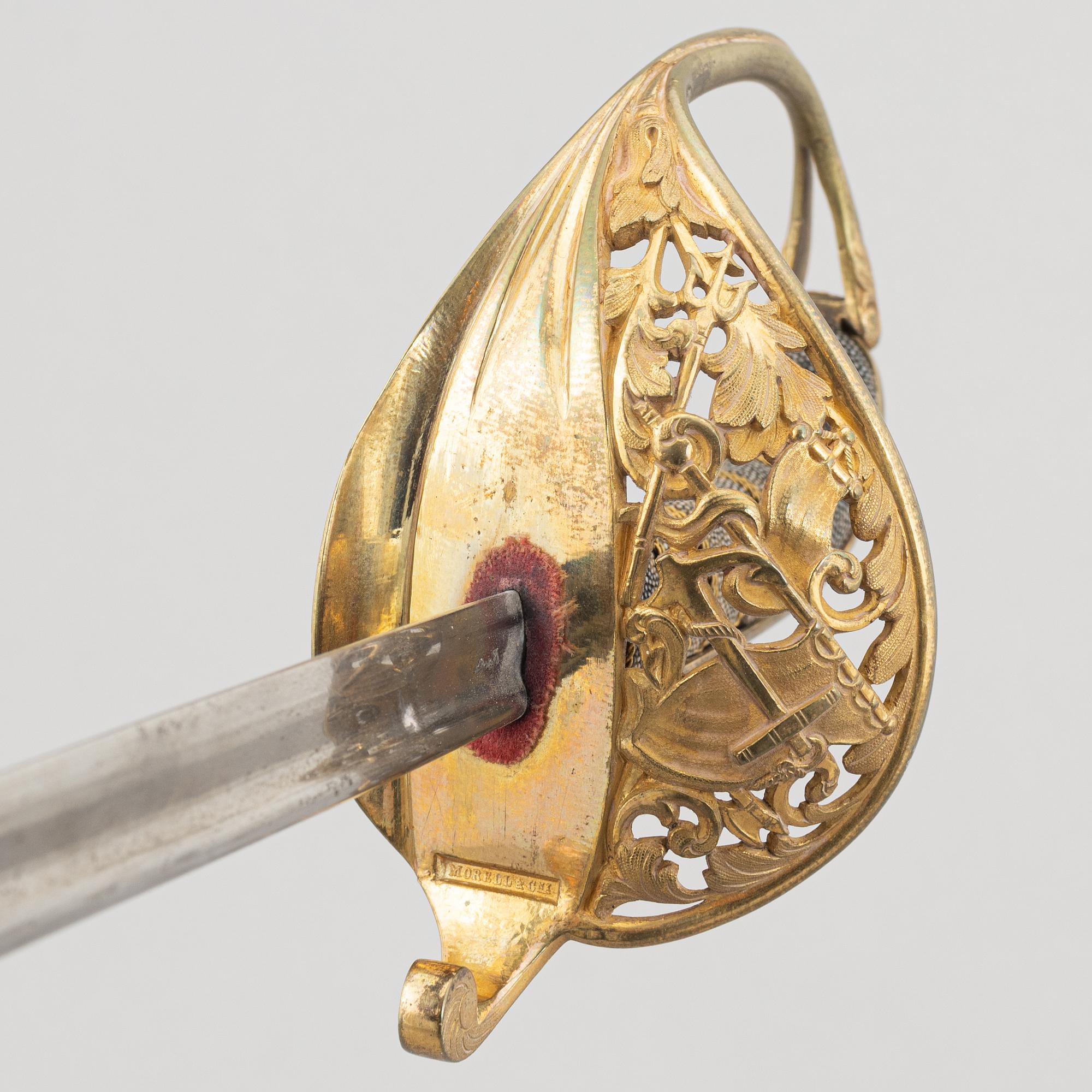 Saber, early 19th century, for an officer in the archipelago fleet (?), with scabbard.