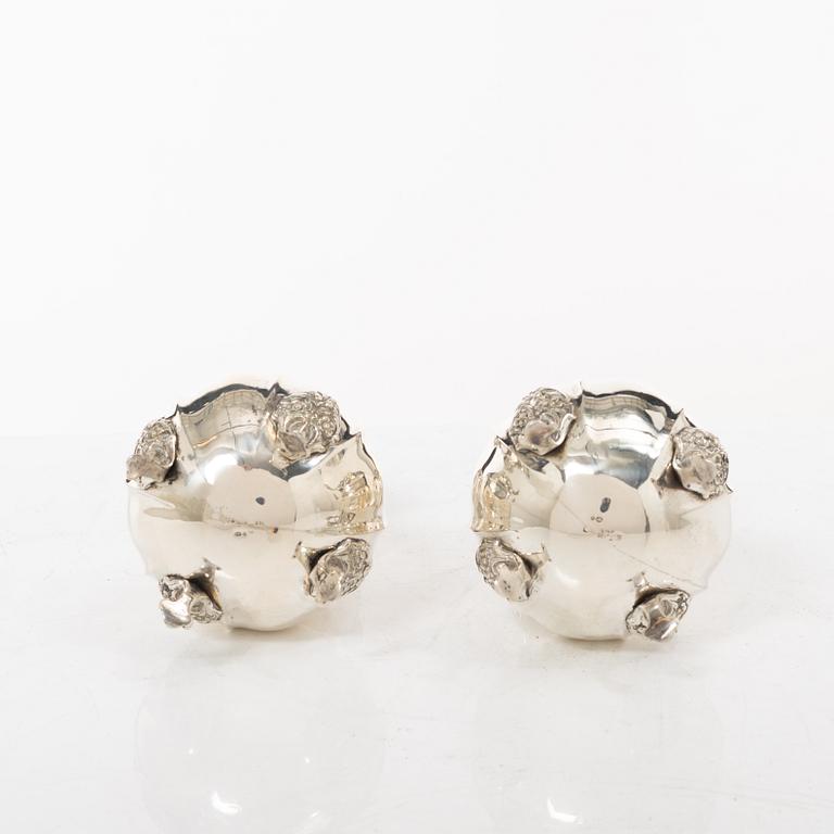 Sugar casters, a pair, silver, Rococo style, 20th century.