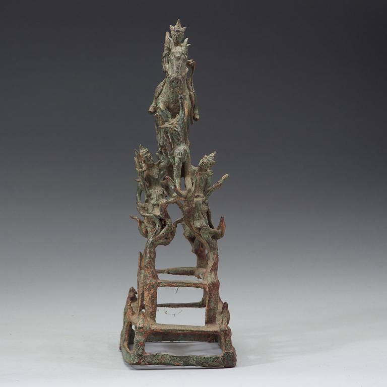 A large bronze equestrian sculpture, Burma, 19th Century.