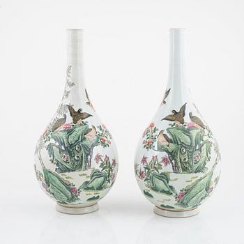 A pair of Chinese famille rose vases, 20th century.