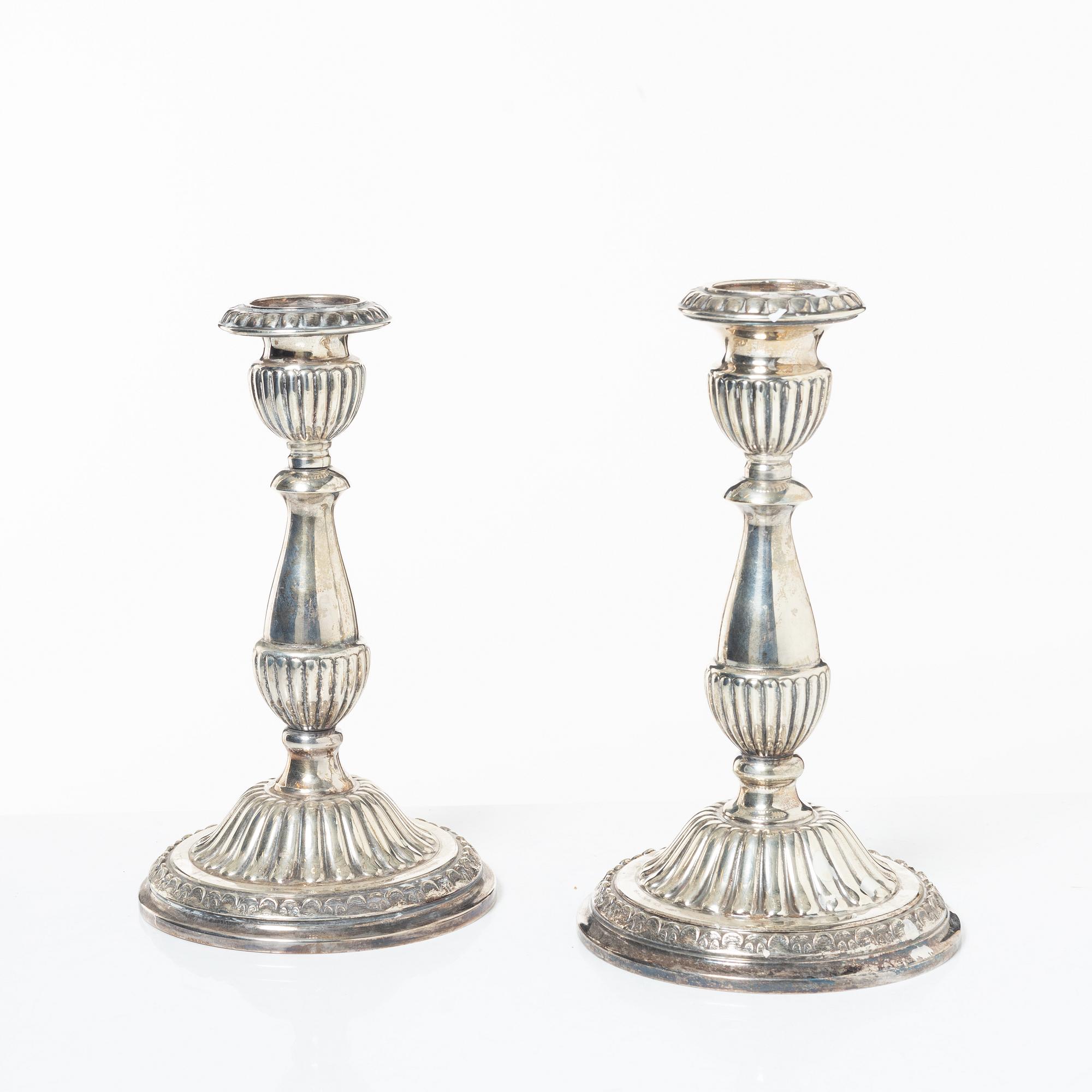 Ljusstakar, ett par, sterlingsilver, Camusso, Peru, 1900-tal.