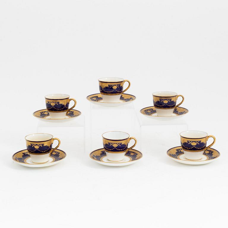 Moccaservis, 6 delar, porslin, Minton, England, 1891-1912.