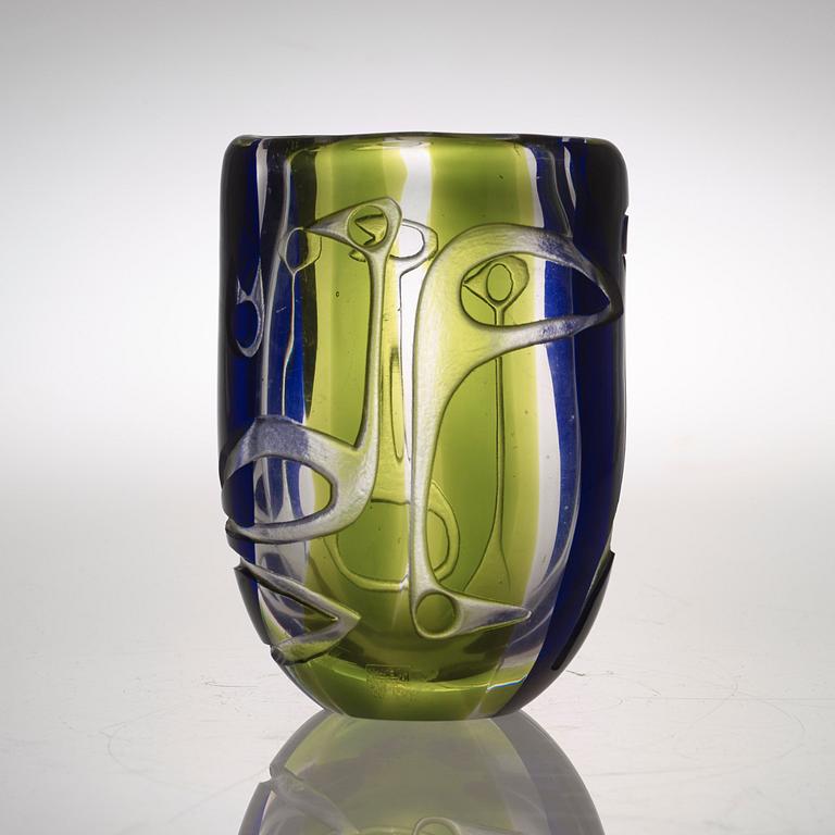 A Vicke Lindstrand blasted glass vase, Kosta 1950's-60's.