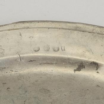 A DISH, pewter, Claes Törnqvist, Gävle 1759.