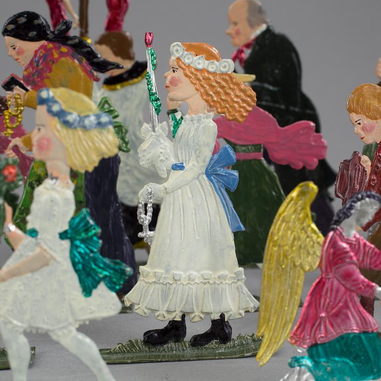 TENNFIGURER, 24 delar. Formgivna av Anny Schweizer 1916, Schweizerzinn.