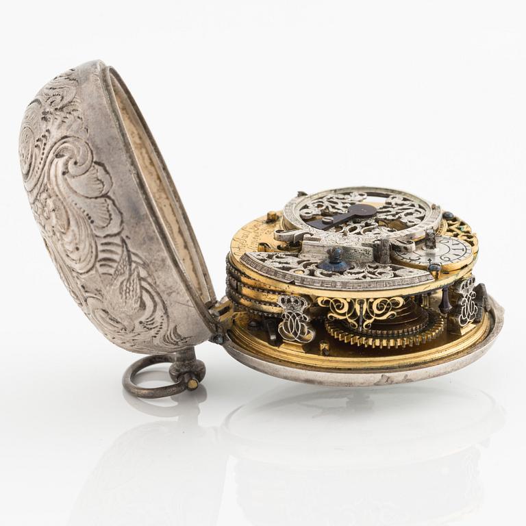 Lincke, Copenhagen, a silver case pocket watch, mid 18th century.