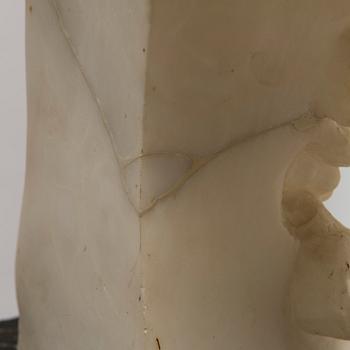 AN RENÉ CHARLES MASSÉ, "Allegorie de la vigne", after, signed female alabaster bust on a pedestal.