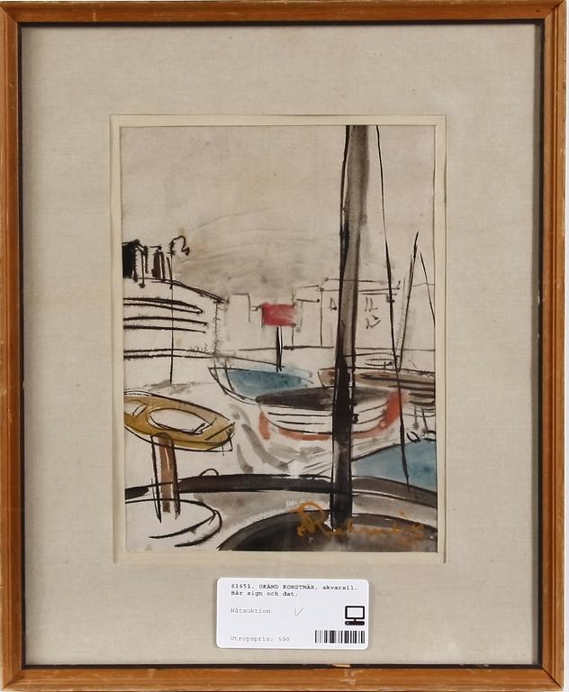 OKÄND KONSTNÄR, akvarell. Bär sign och dat.